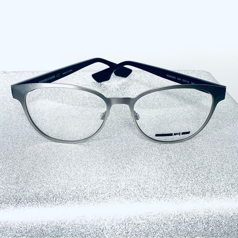 Alexander McQueen NWT matte silver Metal wireFrame Eyeglasses